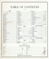Table of Contents, Lucas County and Part of Wood County 1875 Including Toledo